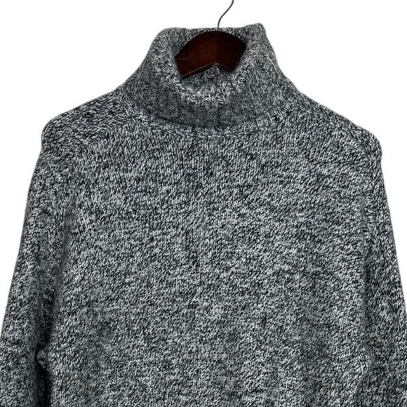 Zara Alpaca Wool Long Sleeve High Turtleneck Speckled Sweater Ribbed Hem S Grey - Picture 3 of 16